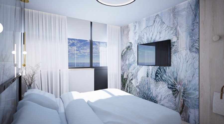 NIN patro - ložnice s tapetou